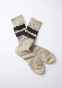 Brushed Mohair Crew Socks / RAW Beige - ROTOTO