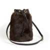 Drawstring Shearling Bag With 2 Way Shoulder Strap - L / Brown Shearling & Black - (ki:ts) -Ki:ts Shop Bag 1 1