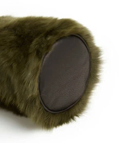 Drawstring Shearling Bag With 2 Way Shoulder Strap - L / Olive Shearling & Black - (ki:ts) -Ki:ts Shop Bag 1 8