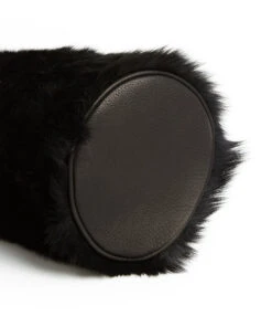 Drawstring Shearling Bag With 2 Way Shoulder Strap - L / Black Shearling & Black - (ki:ts) -Ki:ts Shop Bag 2 8