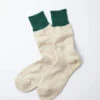 Double Face Crew Socks - Silk & Cotton / Green & M.Beige - ROTOTO -Ki:ts Shop DOUBLEFACECREWSOCKS SILK COTTON Green M.Beige