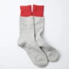 Double Face Crew Socks - Silk & Cotton / Red & L.Gray - ROTOTO