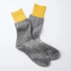 Double Face Crew Socks - Silk & Cotton / Yellow & Charcoal - ROTOTO -Ki:ts Shop DOUBLEFACECREWSOCKS SILK COTTON Yellow Charcoal