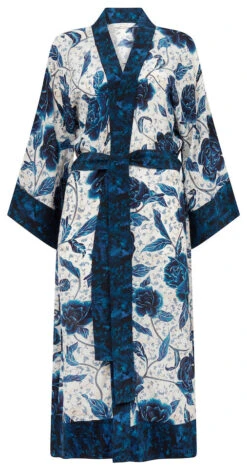 Florence - Blue / Silk Kimono Robe - KAYLL