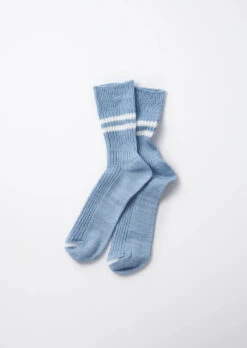 Hemp Organic Cotton Stripe Socks / Morning Blue & White - ROTOTO