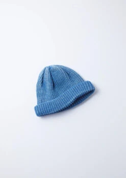 Indigo Cotton Roll Up Beanie / Light Denim - ROTOTO