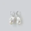 MERLE - ONE OF A KIND BAROQUE PEARL HOOPS / Silver - Margaret SMITH