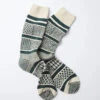 Multi Jacquard Crew Socks / Ivory & D.Green - ROTOTO -Ki:ts Shop MULTIJACQUARDCREWSOCKS green