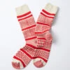 Multi Jacquard Crew Socks / Ivory & Red - ROTOTO -Ki:ts Shop MULTIJACQUARDCREWSOCKS red
