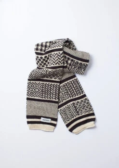 Multi Jacquard Sockstole Scarf / Ivory & Black - ROTOTO