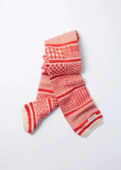 Multi Jacquard Sockstole Scarf / Ivory & M.Red - ROTOTO