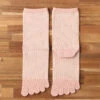 Organic Cotton Five Finger Border Socks Vegetable Dyeing / Salmon Pink - Yu-ito -Ki:ts Shop No.14017 PINK W775