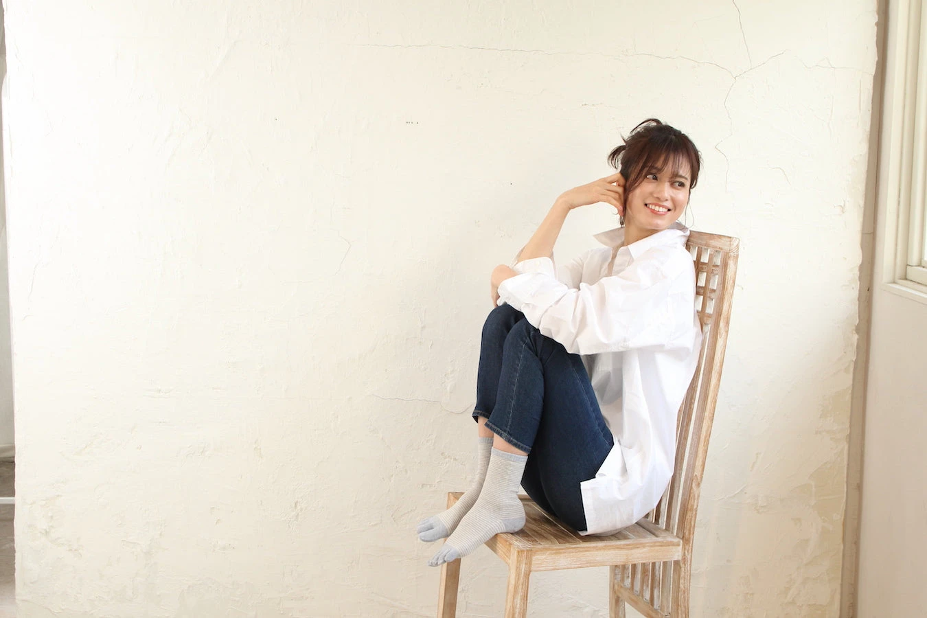 Organic Cotton Five Finger Border Socks Vegetable Dyeing / Lilac - Yu-ito 4 Organic Cotton Five Finger Border Socks Vegetable Dyeing / Lilac - Yu-ito - Image 2