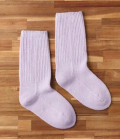 Smooth Silk Crew Length Socks / Lilac - Yu-ito