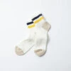 O.S. Ribbed Ankle Socks / White & Navy & Yellow - ROTOTO