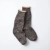 DOUBLE FACE CREW SOCKS / Black & Brown Organic Cotton - ROTOTO -Ki:ts Shop R1001 BR DOUBLEFACECREWSOCKS Black Brown