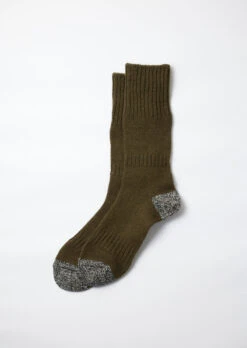 Guernsey Pattern Crew Socks / O.D. & Mix Black - ROTOTO