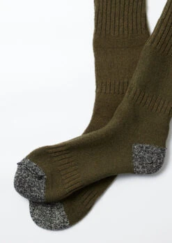 Guernsey Pattern Crew Socks / O.D. & Mix Black - ROTOTO -Ki:ts Shop R1378 O.D. MIXBLACK 07