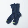 Chunky Ribbed Crew Socks / D.Blue & Lime - ROTOTO