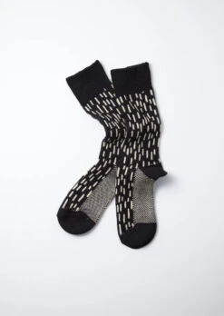Rain Drop Crew Socks / Black & Ivory - ROTOTO
