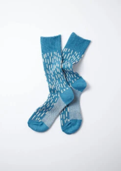 Rain Drop Crew Socks / Blue & Ivory - ROTOTO