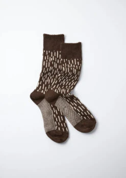Rain Drop Crew Socks / D.Brown & Ivory - ROTOTO