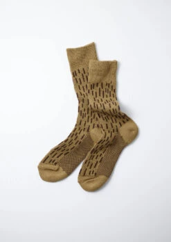Rain Drop Crew Socks / Khaki & D.Brown - ROTOTO