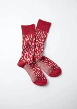 Rain Drop Crew Socks / D.Red & Ivory - ROTOTO