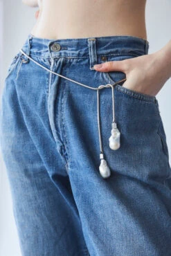 SNAKE CHAIN BELT WITH BAROQUE PEARLS / Silver - Margaret SMITH -Ki:ts Shop SYLVIE2 H960