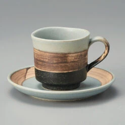 Three Colour Cup & Saucer / Gray - (ki:ts) X Mino-yaki