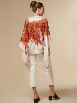 Alice - White / Silk Kimono Top - KAYLL -Ki:ts Shop alicetopsilkfloralprintedkimonoluxuryresortwearorange5 H960