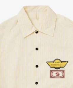 Big Pocket Overshirt Dead Stock Neon Yellow Stripe - Sillage -Ki:ts Shop bigpocketovershirtdeadstockneonyellowstripe zoom W916