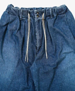 Circular Short Pants Denim Washed - Sillage -Ki:ts Shop circularshortpantsdenimdamaged zoom W916