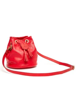 Drawstring Bag With 2 Way Shoulder Strap - S / Cherry Red- (ki:ts)