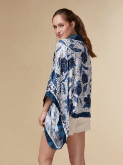 Florence - Blue / Silk Kimono Top - KAYLL -Ki:ts Shop kayllflorencesilkfloralprintedkimonotopluxuryresortwearblue2 H960