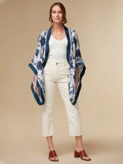 Florence - Blue / Silk Kimono Top - KAYLL -Ki:ts Shop kayllflorencesilkfloralprintedkimonotopluxuryresortwearblue3 H960