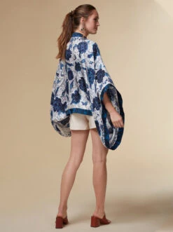 Florence - Blue / Silk Kimono Top - KAYLL -Ki:ts Shop kayllflorencesilkfloralprintedkimonotopluxuryresortwearblue8 H960