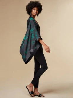 Kate - Black / Silk Kimono Top - KAYLL -Ki:ts Shop kayllkatesilkfloralprintedkimonotopluxuryresortweargreen3 H960