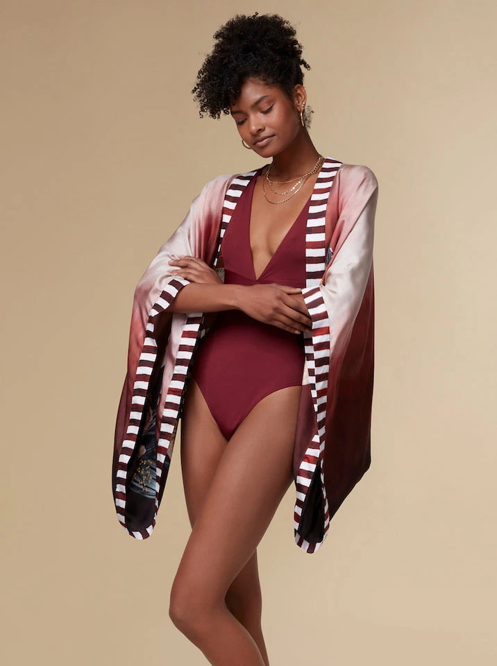 Olivia - Burgundy / Silk Kimono Top - KAYLL 5 Olivia - Burgundy / Silk Kimono Top - KAYLL - Image 3