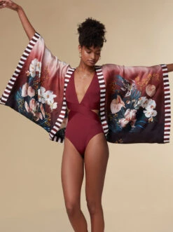 Olivia - Burgundy / Silk Kimono Top - KAYLL 13 Olivia - Burgundy / Silk Kimono Top - KAYLL -Ki:ts Shop kaylloliviasilkfloralprintedkimonotopluxuryresortwearpurple7 H960