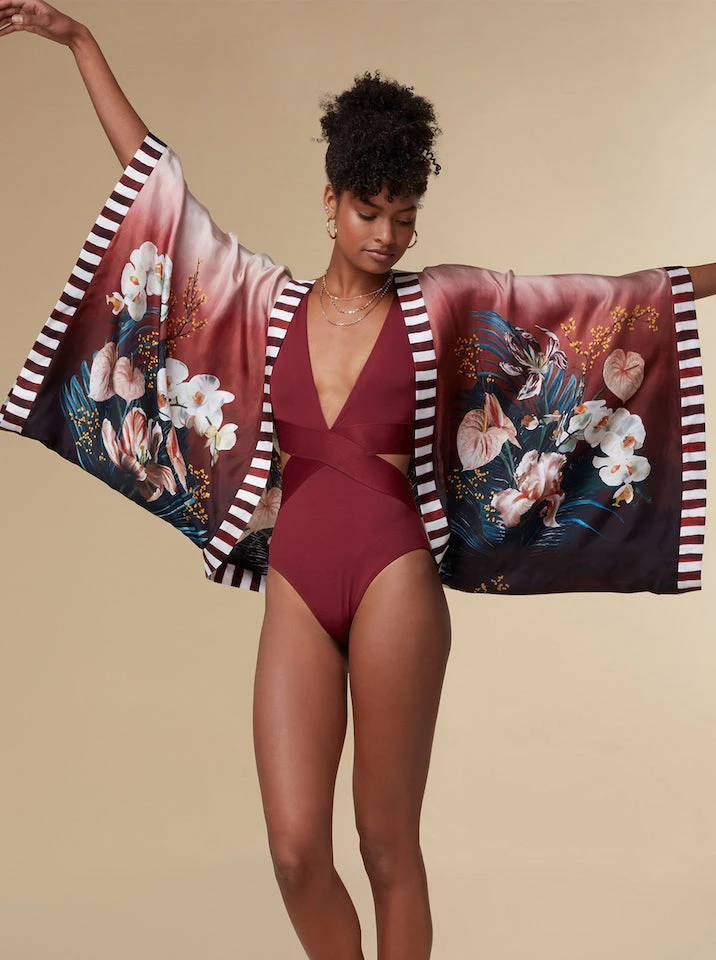 Olivia - Burgundy / Silk Kimono Top - KAYLL 6 Olivia - Burgundy / Silk Kimono Top - KAYLL - Image 4