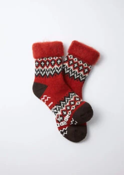 COMFY ROOM SOCKS ”Nordic” / Red - ROTOTO